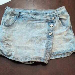 No Boundaries Light Blue Denim Wrap Skirt